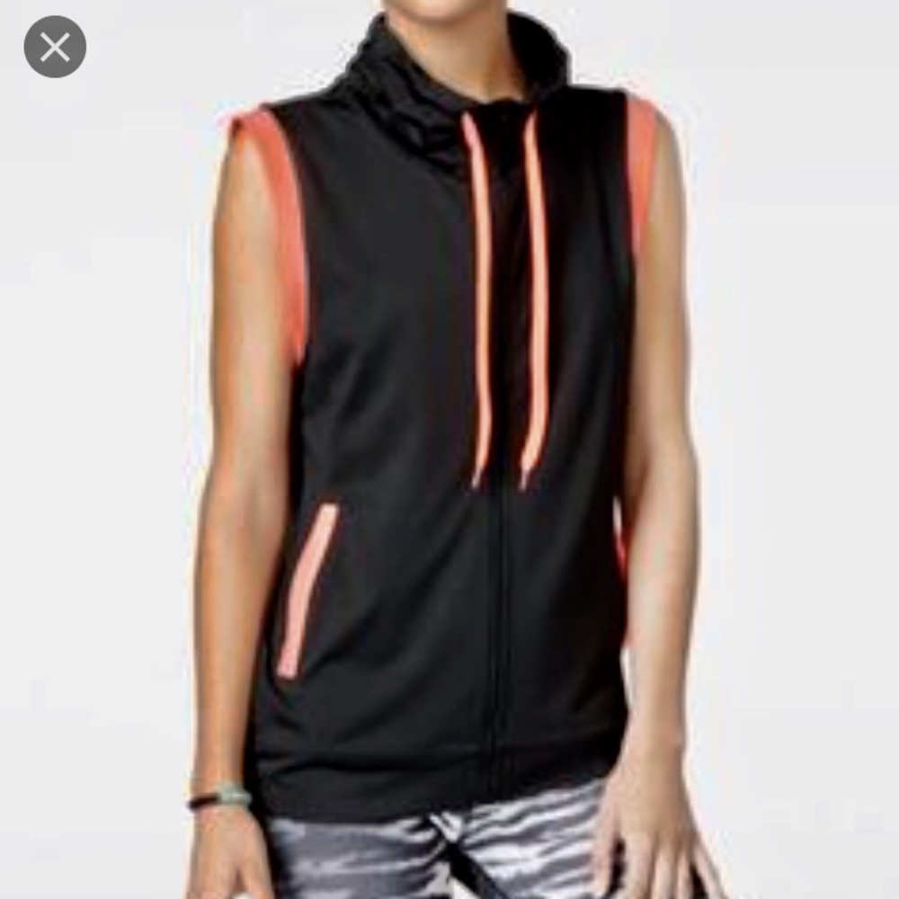 Cowl neck active vest with contrast trim